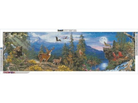 DUŻY Haft Diamentowy, Obraz, Mozaika Diamentowa Diamond Painting PANORAMA GÓR 120x40cm