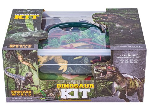 Zestaw Figurek Dinozaurów w kuferku + mata, Dinozaury 9 sztuk