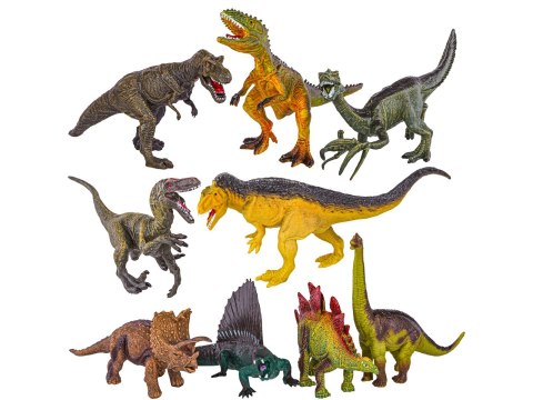 Zestaw Figurek Dinozaurów w kuferku + mata, Dinozaury 9 sztuk