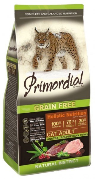 PROMOCJA 400g + 400g Primordial Cat Grain Free Adult Duck & Turkey [termin ważności: 03.07.2025]