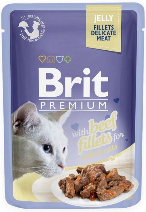 BRIT POUCH JELLY FILLETS BEEF saszetka dla kotów z wołowiną w galarecie 85g