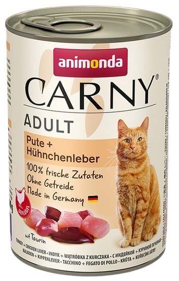 ANIMONDA Carny Adult puszka z indykiem i wątróbką kurczaka 400g