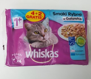 WHISKAS Adult Smaki Rybne w Galaretce 4x100g + 2x100 gratis