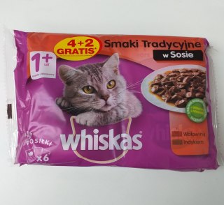 WHISKAS Adult Smaki Tradycyjne w Sosie 4x100g + 2x100 gratis