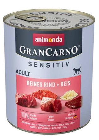 ANIMONDA GranCarno Sensitive Adult puszki czysta wołowina z ryżem 800g