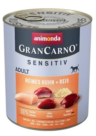 ANIMONDA GranCarno Sensitive Adult puszki czysty kurczak z ryżem 800g