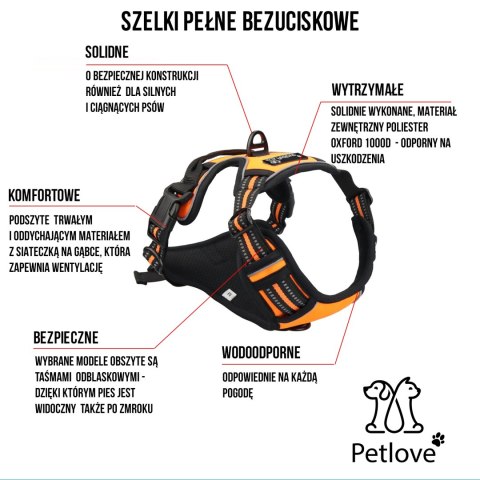 PETLOVE Szelki pełne odblaskowe dla psa L czarne [SZELPLBK]