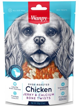 WANPY CHICKEN JERKY & CALCIUM BONE TWISTS 100g