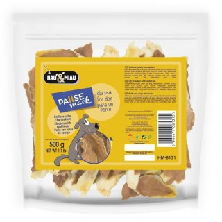 HAU&MIAU Pausesnack przysmak dla psa, królicze ucho z kurczakiem 500g [HM-8131]