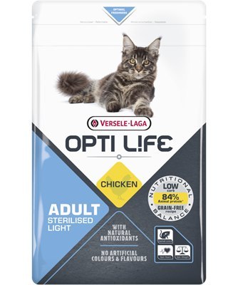 VERSELE LAGA OPTI LIFE Cat Sterilised/Light 7,5kg - karma dla dorosłych, sterylizowanych kotów [441321] 7,5kg