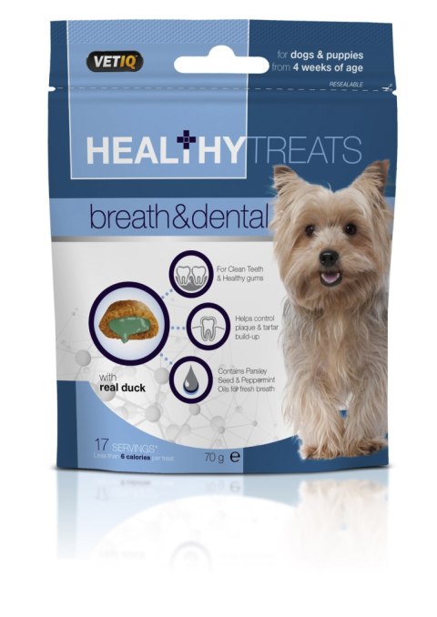 Vetiq Przysmaki dla szczeniąt i psów Świeży oddech i zdrowe zęby Healthy Treats Breath & Dental For Dogs 70g