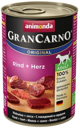 Animonda GranCarno Original Adult Rind Herz Wołowina + Serca puszka 400g