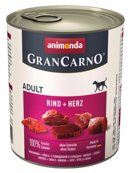 Animonda GranCarno Original Adult Rind Herz Wołowina + Serca puszka 800g