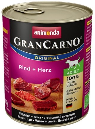 Animonda GranCarno Original Adult Rind Herz Wołowina + Serca puszka 800g