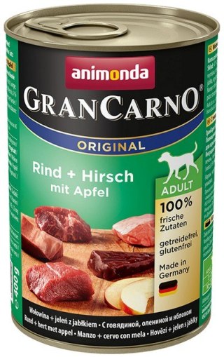 Animonda GranCarno Original Adult Rind Hirsch Apfel Wołowina, Jeleń + Jabłko puszka 400g