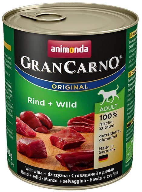 Animonda GranCarno Original Adult Rind Wild Wołowina + Dziczyzna puszka 800g