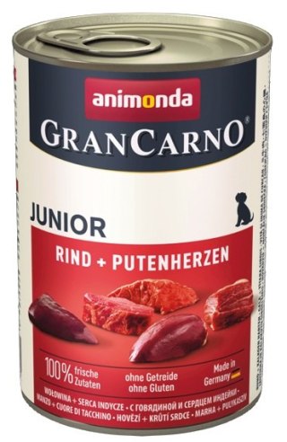 Animonda GranCarno Original Junior Rind Putenherzen Wołowina + Serca Indyka 400g