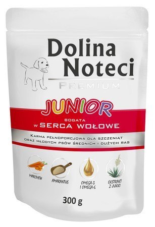 Dolina Noteci Premium Pies Junior Serca wołowe saszetka 300g