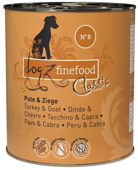 Dogz Finefood Classic N.08 Indyk i koza puszka 800g