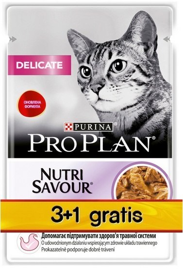 Purina Pro Plan Cat Delicate indyk saszetka 4x85g 3+1 gratis