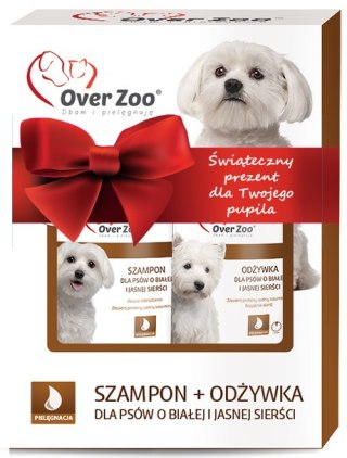 OVERZOO Dwupak dla psów o białej i jasnej sierści, szampon 250ml + odżywka 240ml