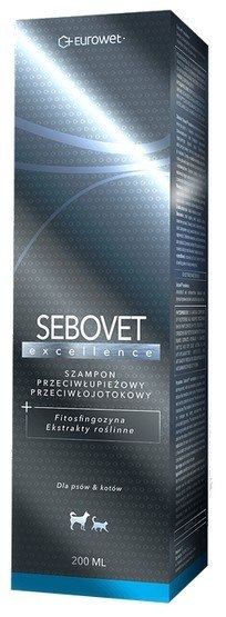 Sebovet Excellence - szampon przeciwłupieżowy i przeciwłojotokowy dla kota i psa 200ml