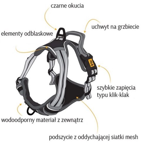 Dingo Szelki bezuciskowe Dynamic XS czarne