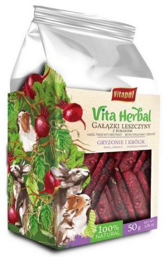 Vitapol Vita Herbal Gałązki leszczyny z burakiem dla gryzoni i królika 50g