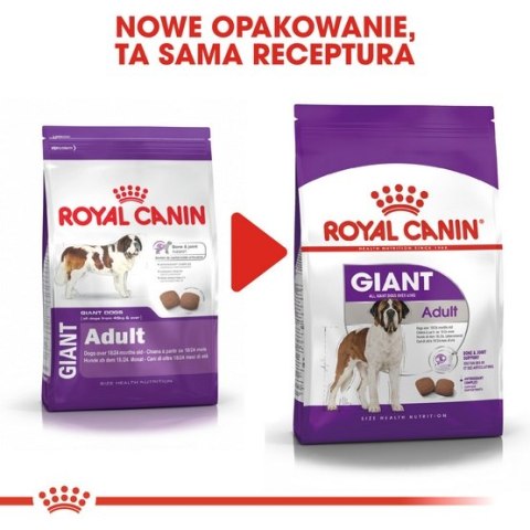 Royal Canin Giant Adult karma sucha dla psów dorosłych, od 18/24 miesiąca życia, ras olbrzymich PROMOCJA 18kg (15+3kg)