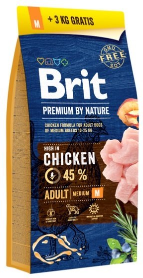 Brit Premium By Nature Adult M Medium 18kg (15+3kg gratis)