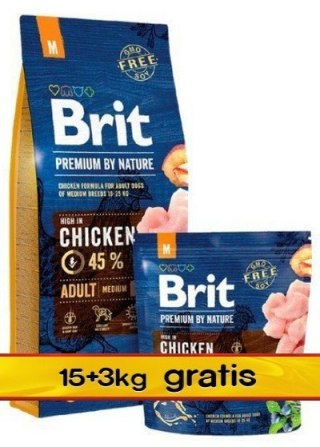 Brit Premium By Nature Adult M Medium 18kg (15+3kg gratis)