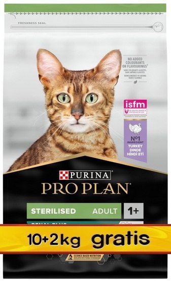 Purina Pro Plan Cat Sterilised Renal Adult Indyk 12kg (10+2kg gratis)