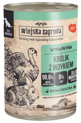 Wiejska Zagroda Królik z indykiem puszka 400g