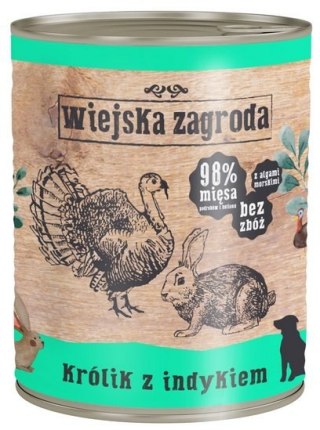 Wiejska Zagroda Królik z indykiem puszka 800g