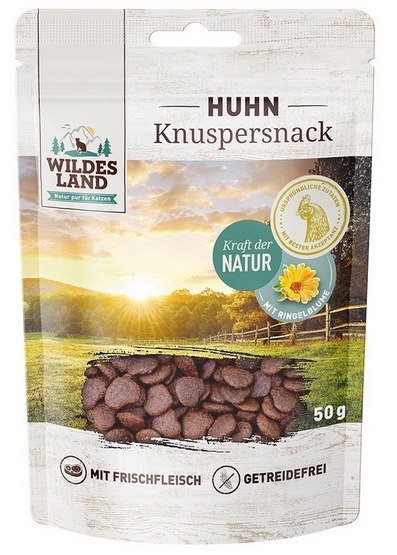 Wildes Land Cat Knuspersnack Huhn & Ringelblum 50g