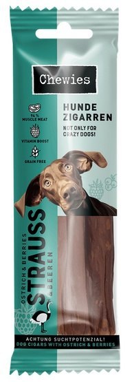 Chewies Hundezigarren Straub & Beeren - struś & owoce 75g