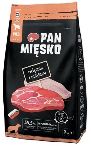 Pan Mięsko Karma sucha dla psa - cielęcina i indyk chrupki XL 9kg