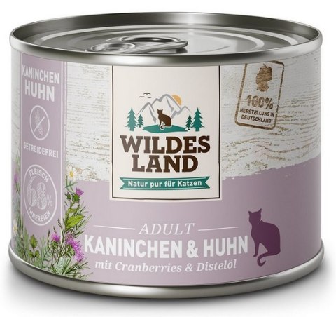 Wildes Land Cat Classic Adult Kaninchen & Huhn puszka 200g