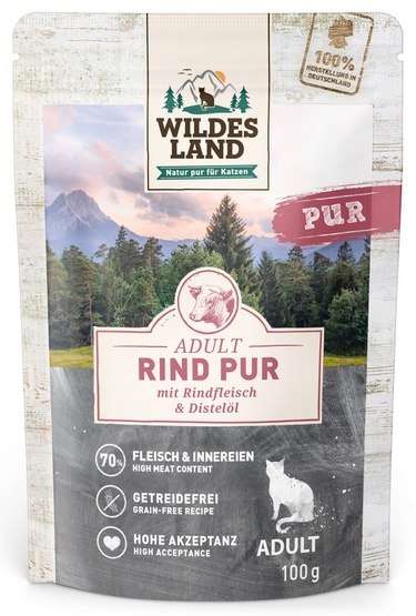 Wildes Land Cat Classic Adult Rind Pur saszetka 100g