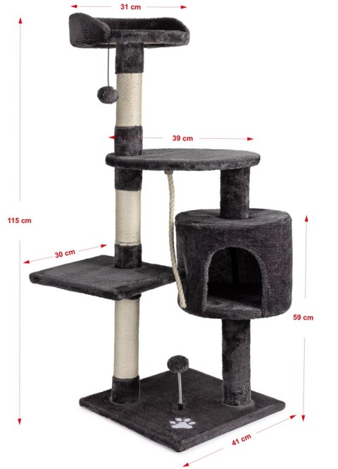 Drapak dla kota CT15, 40x40x110cm ciemnoszary