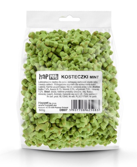 Ciastka dla psów - kosteczki mint Happet DB07 500g