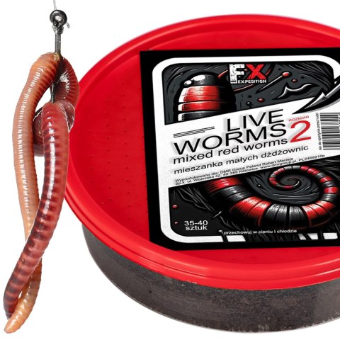 Fishing Expedition Live Worms No.2 - żywe czerwone robaki rozmiar 2