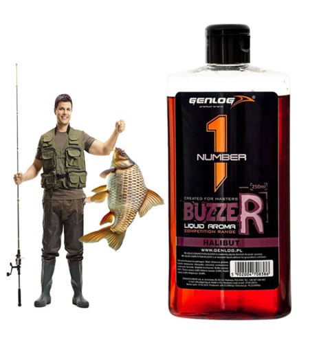 Genlog Buzzer Halibut - płynny dodatek do zanęt 250ml