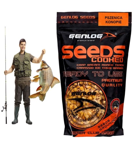 Genlog Cooked Seeds - ziarna wędkarskie, kukurydza pszenica - konopie 1l