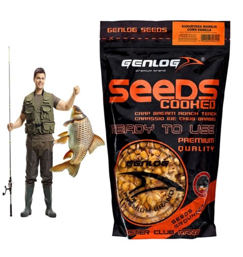 Genlog Cooked Seeds - ziarna wędkarskie, kukurydza wanilia 1l