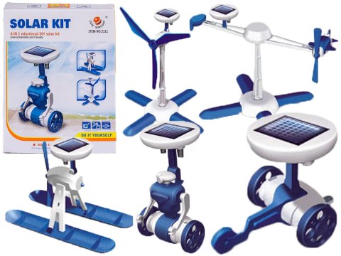 Roboty solarne 6w1 - Solar Kit - wiatrak, helikopter, auto, robot