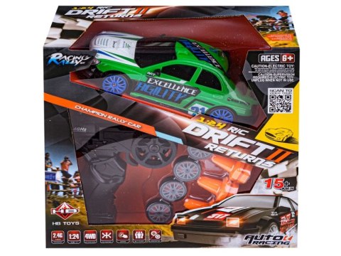 Samochód Do Driftu, Auto RC Drift 1:24 2,4 GHz 4WD ZIELONY